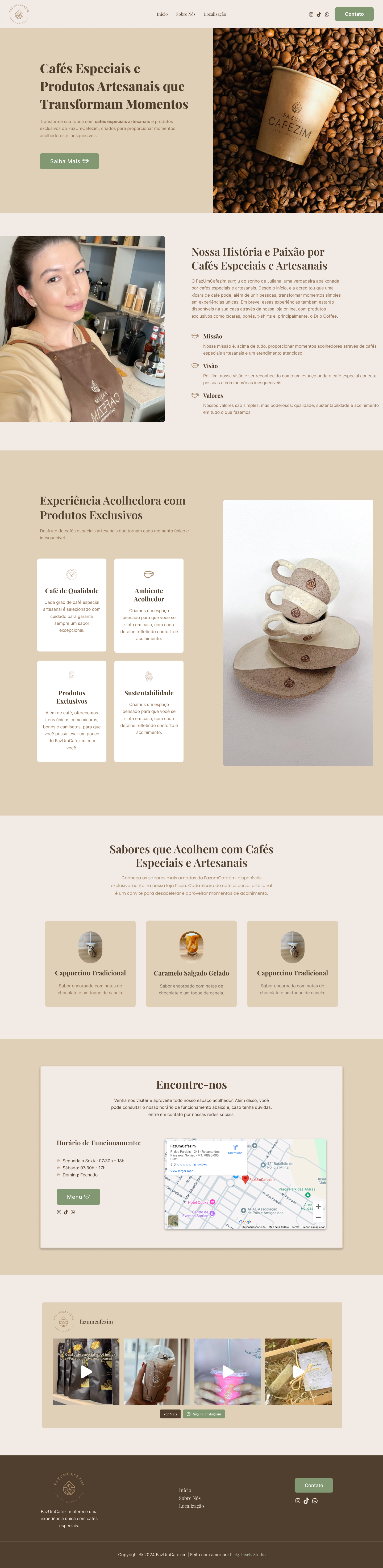 Website da Fazum Cafezim